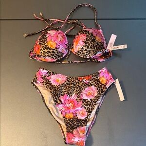 Victoria's Secret Pink and Brown Leopard Print Bikini